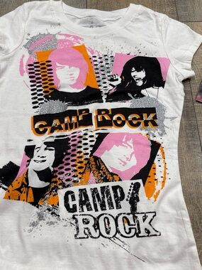 Disney Camp Rock Graphic Tee in White with Pink & Orange